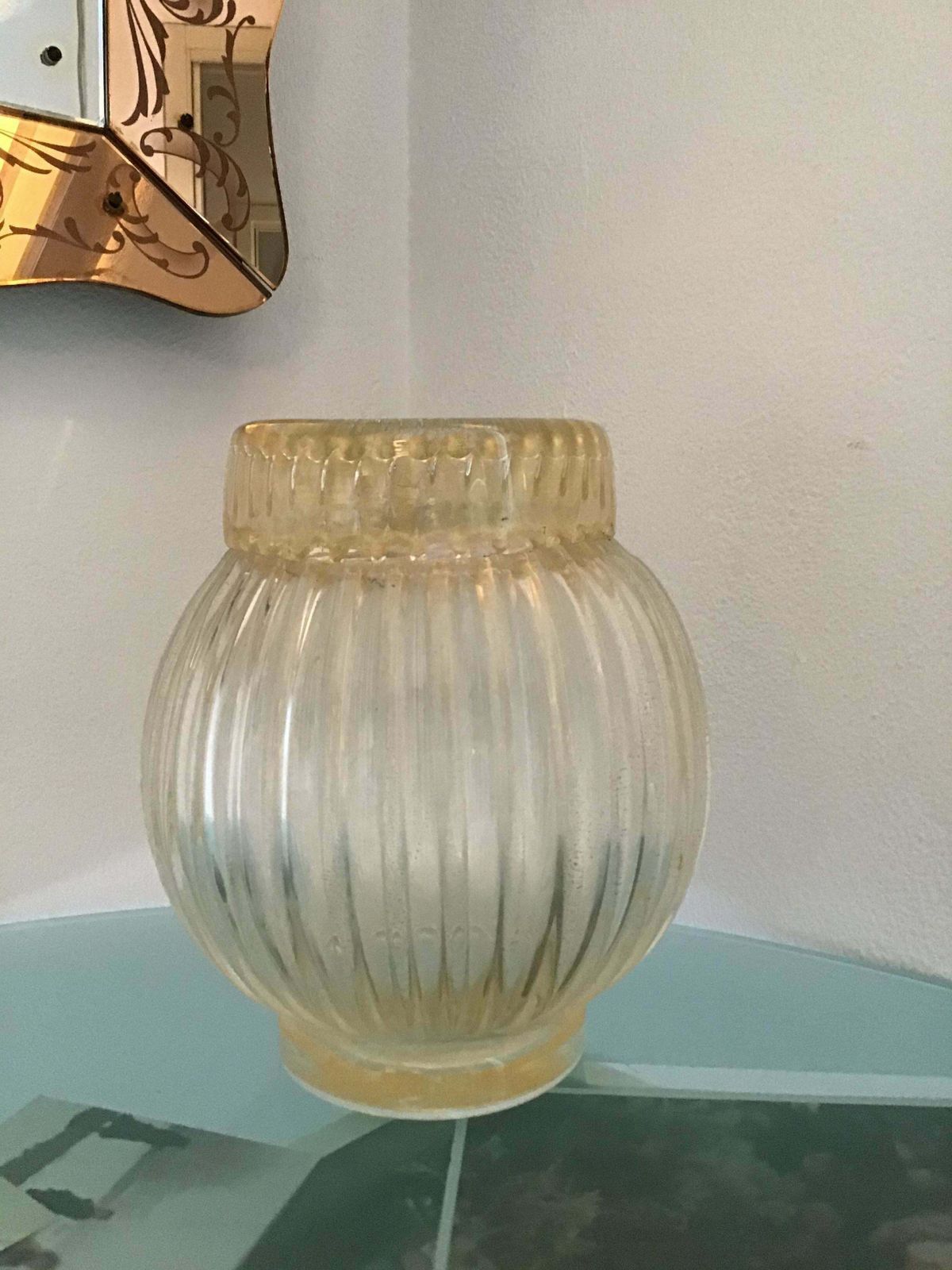 photo furniture Seguso Vase Murano Glass With Gold Leaf 1955 Italy