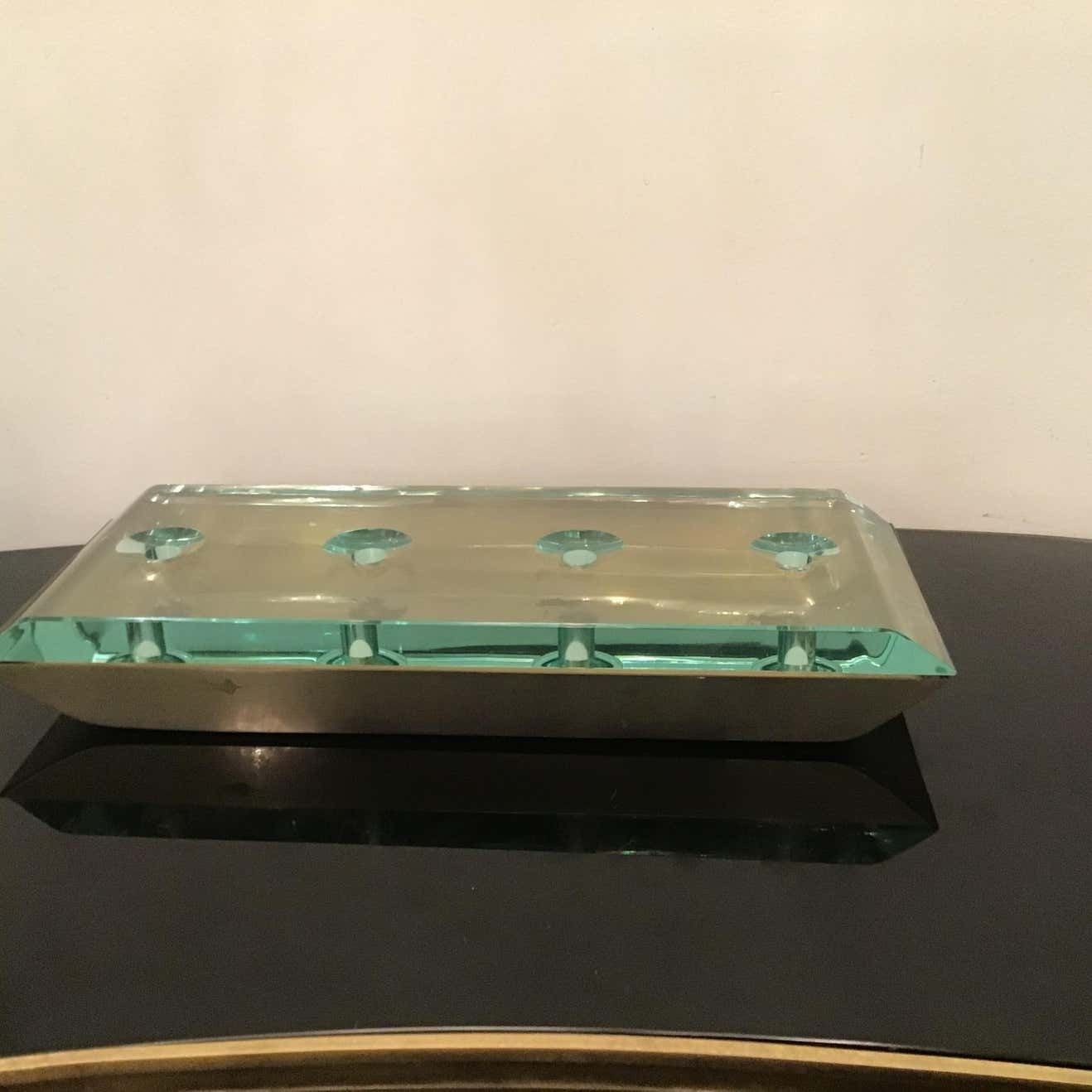 Pietro Chiesa Centrepiece Glass Brass Nickel, 1950, Italy photo furniture