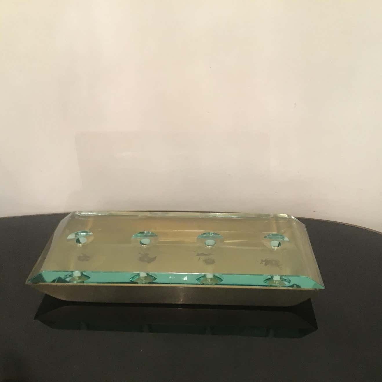 photo buy Pietro Chiesa Centrepiece Glass Brass Nickel, 1950, Italy