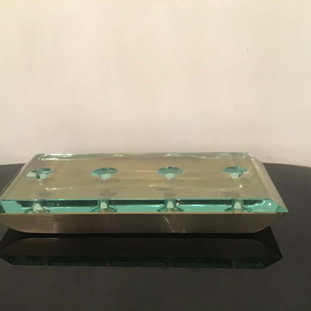 photo vintage Pietro Chiesa Centrepiece Glass Brass Nickel, 1950, Italy