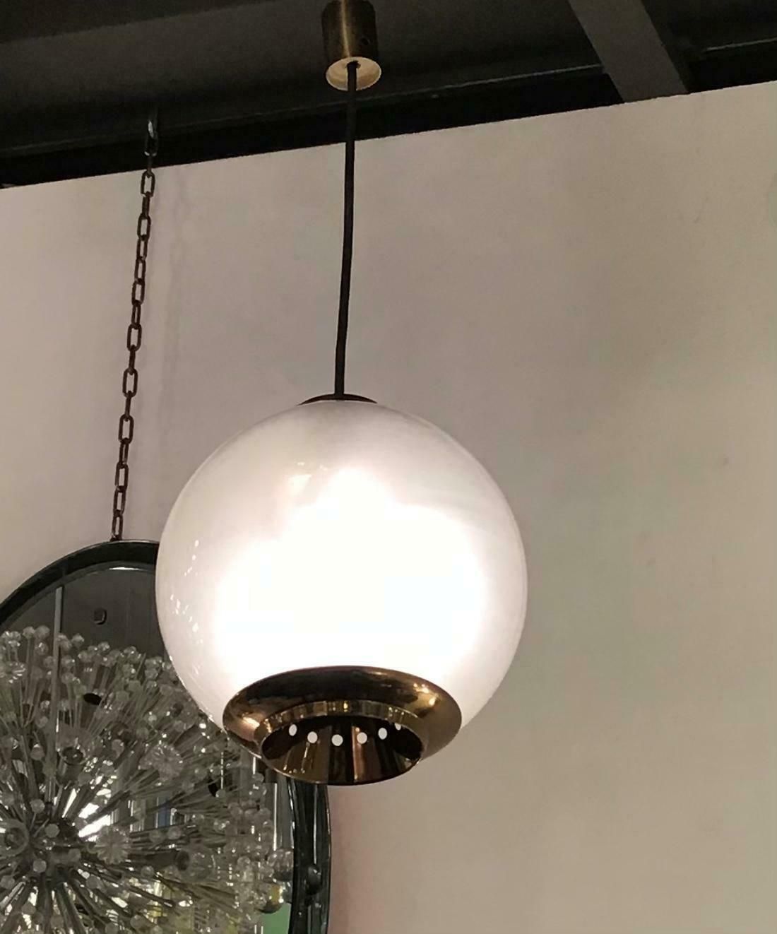 photo vinterior Azucena Luigi Caccia Dominioni Couple Chandelier Brass Glass 1950 Italy
