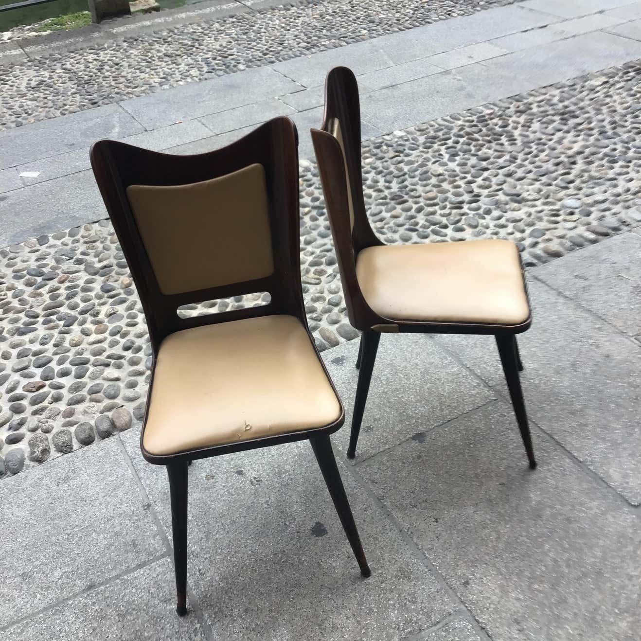 Furniture Carlo Ratti Chairs Wood Brass Skin 1955, Italy photo