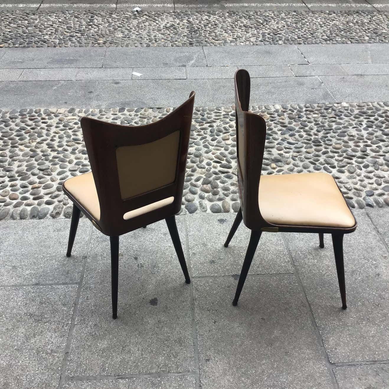 2717.0 Carlo Ratti Chairs Wood Brass Skin 1955, Italy photo