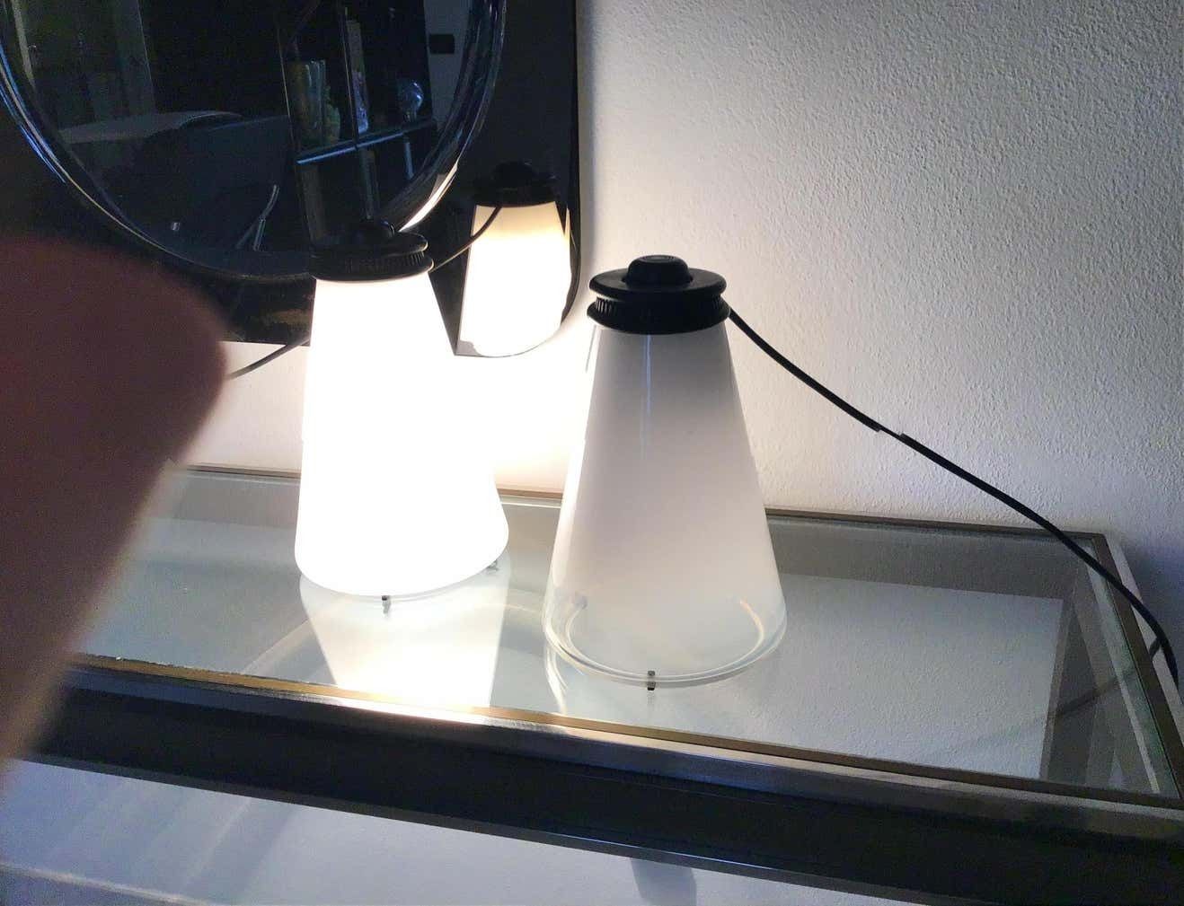 photo for sale Arteluce Couple Table Lamp Conetto “Ezio Didone” Glass, 1979