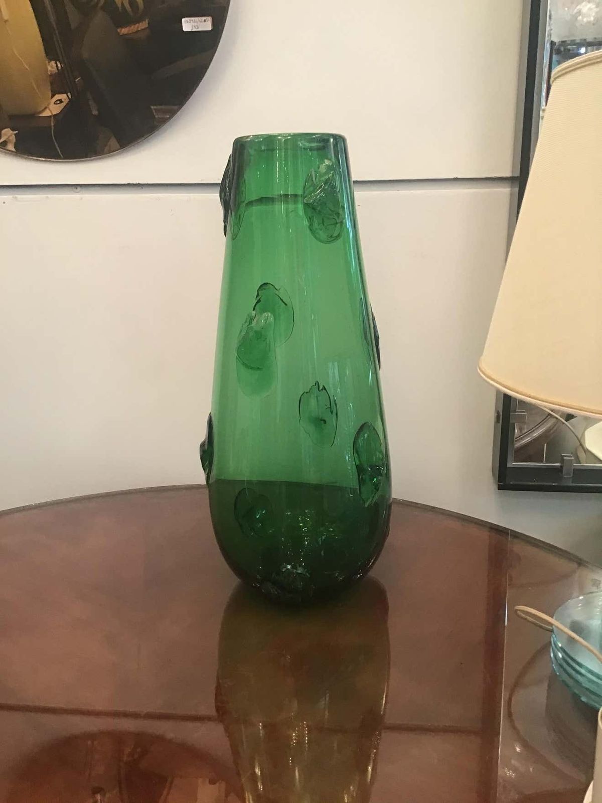 Empoli Vase Green Murano Glass 1950 Italy photo vintage