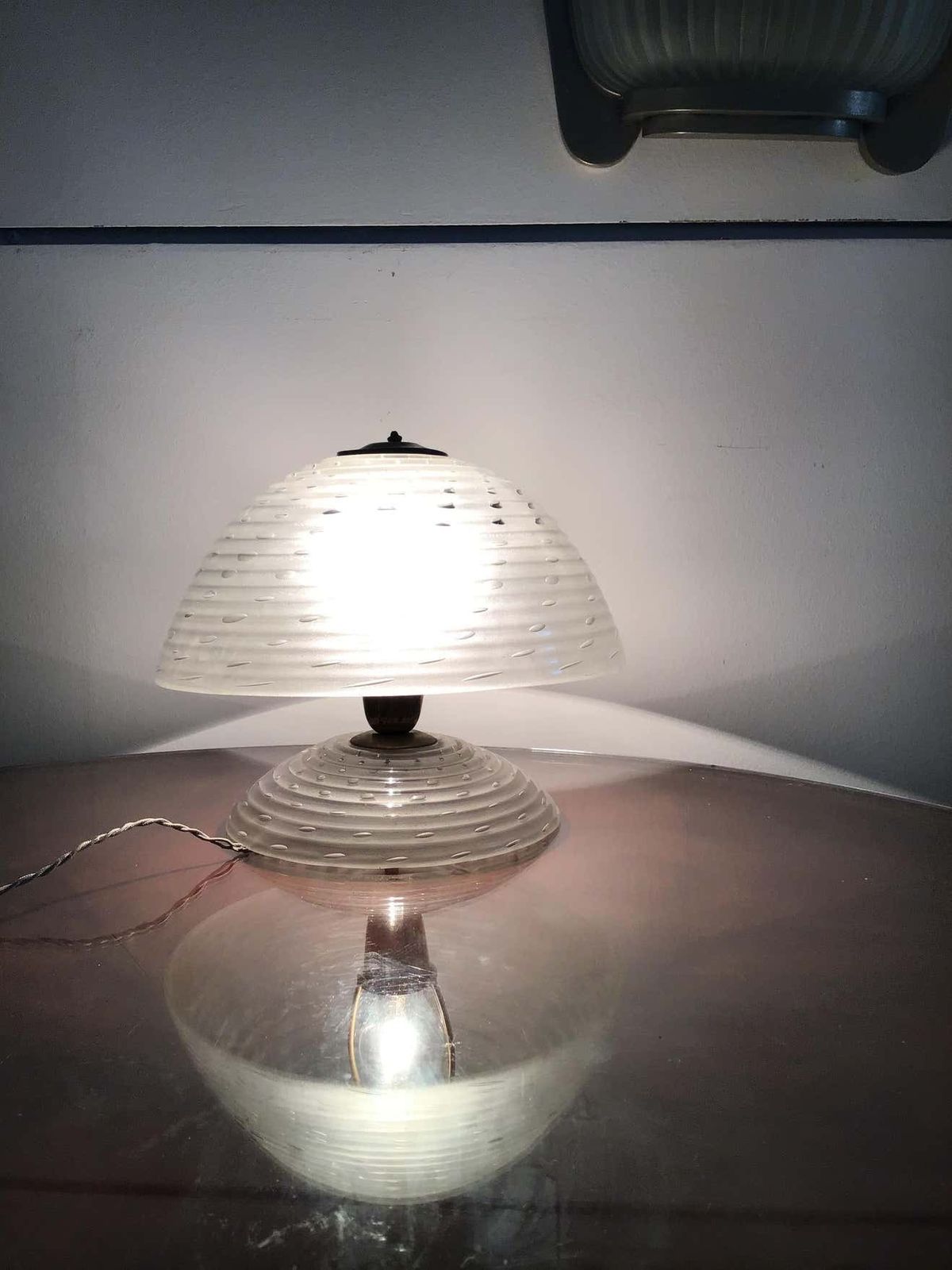 Barovier E Toso Mushroom Table Lamp 1940 Murano Glass Brass, Italy photo vintage