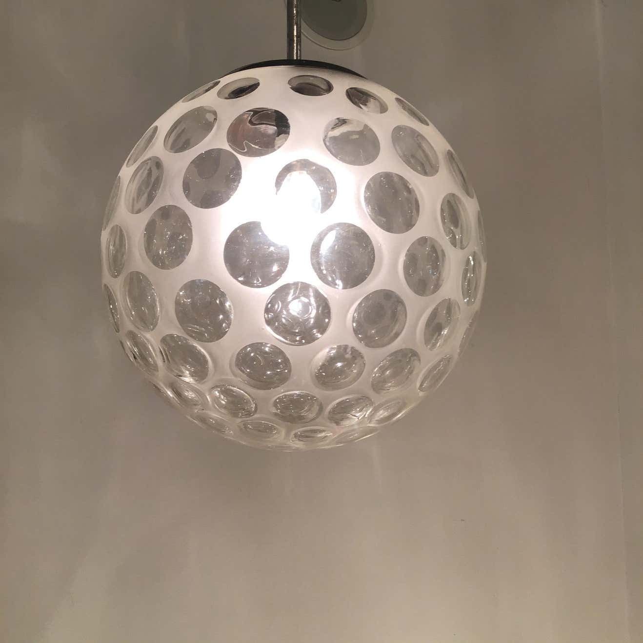 Venini Chandelier Metal Crome Murano 1950 Italy photo vinterior