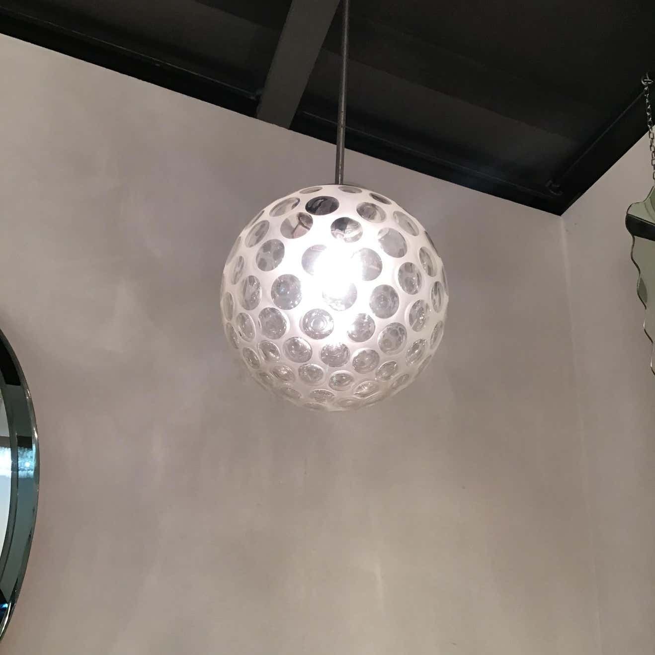 Venini Chandelier Metal Crome Murano 1950 Italy photo vintage