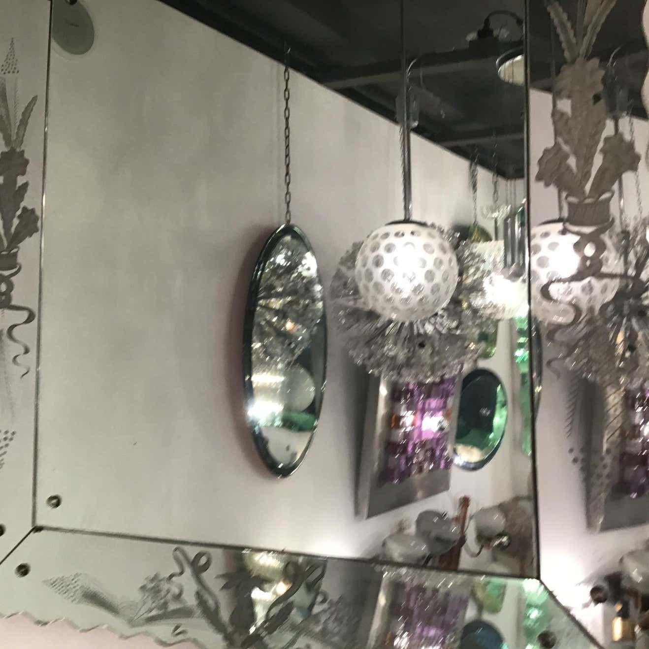 photo furniture Venini Chandelier Metal Crome Murano 1950 Italy