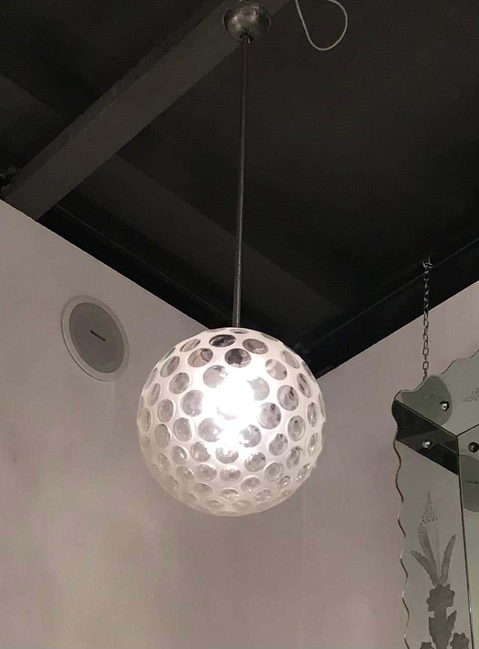 photo for sale Venini Chandelier Metal Crome Murano 1950 Italy