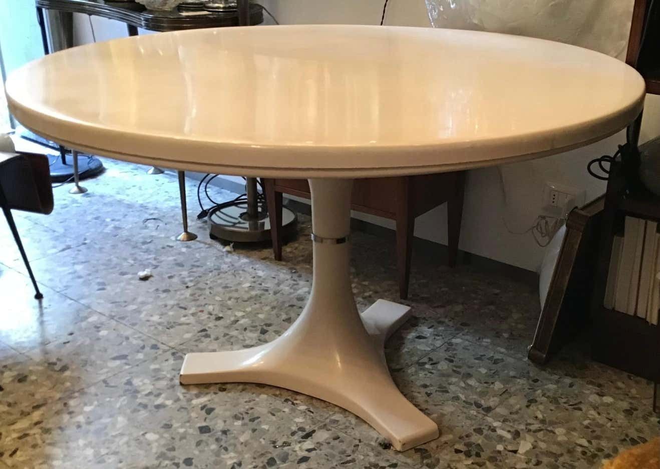 Ignazio Gardella And Anna Castelli Raund Table Metal Crome Plastic, 1966, Italy photo for sale