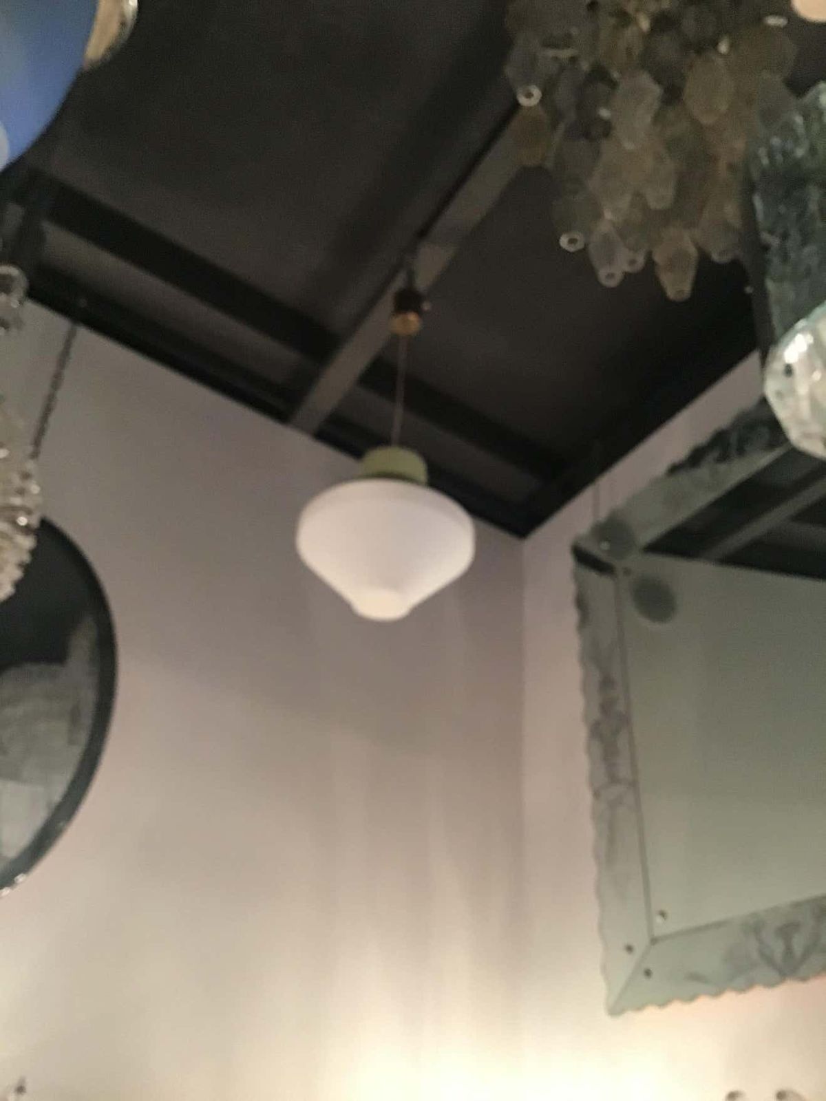 Stilnovo Chandelier Opaline Glass Brass Metal 1955 Italy photo for sale