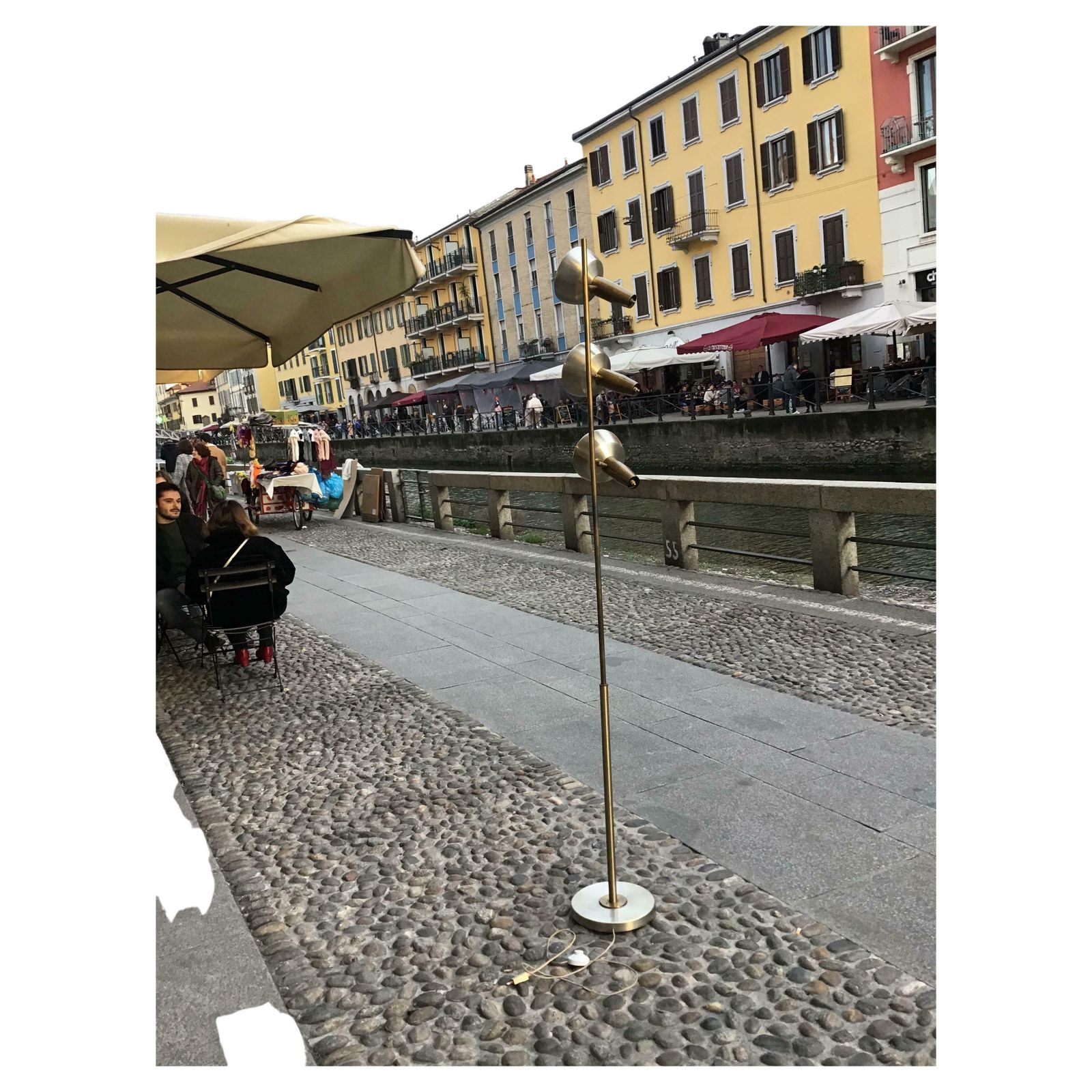 Oscar Torlasco “Lumi” Floor Lamp Brass Metal Crome 1950 Italy