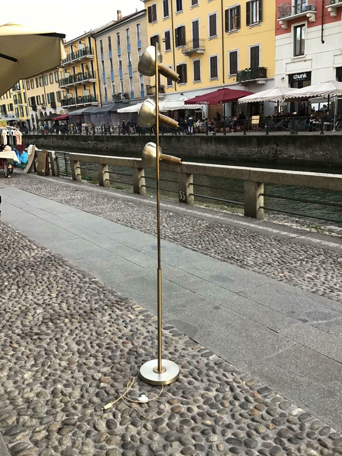 4529.0 Oscar Torlasco “Lumi” Floor Lamp Brass Metal Crome 1950 Italy photo