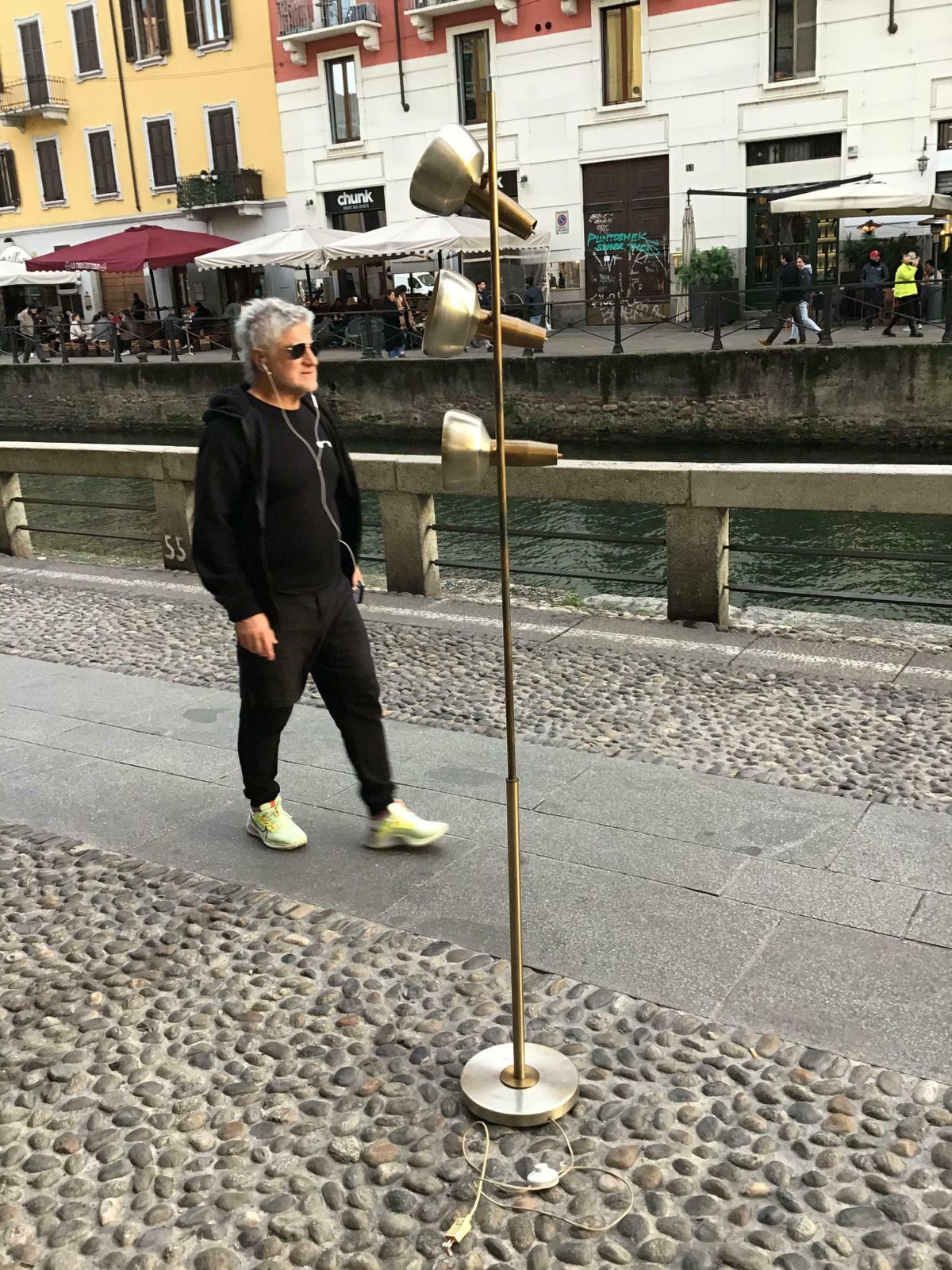 photo buy Oscar Torlasco “Lumi” Floor Lamp Brass Metal Crome 1950 Italy