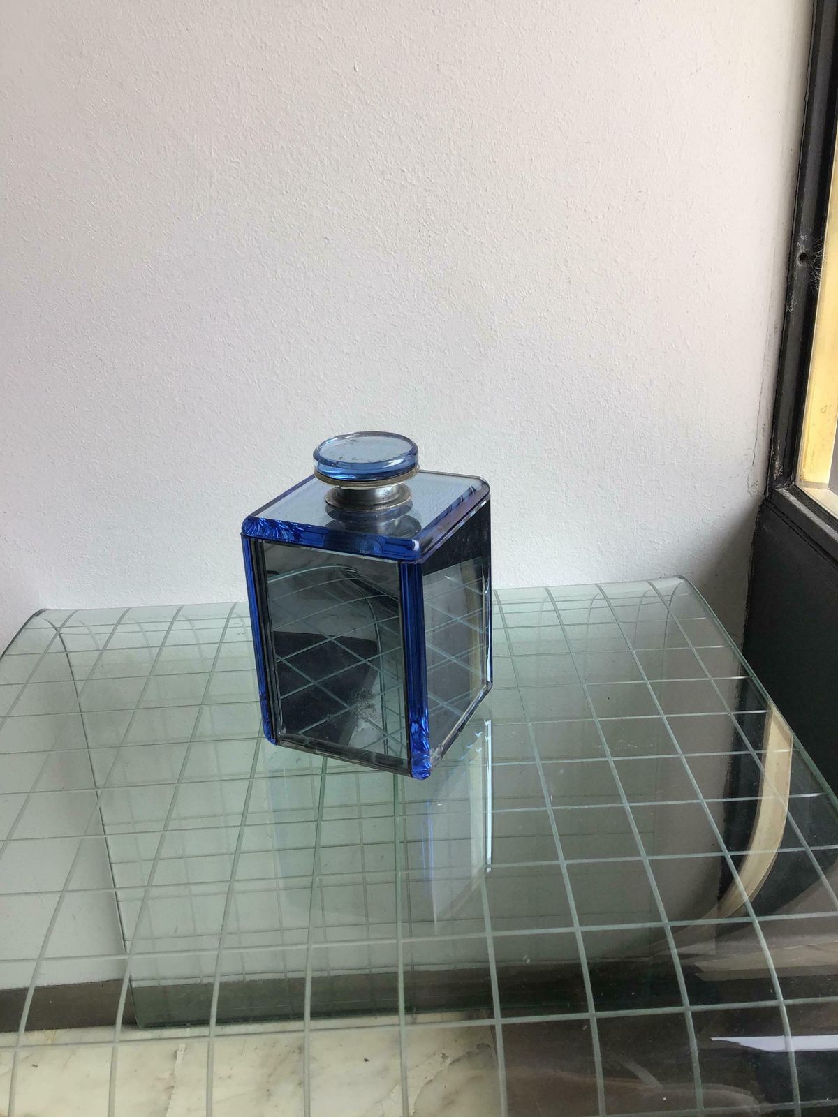 Fontana Arte Bottle Blu Glass Wood 1940 Italy photo Home Decor