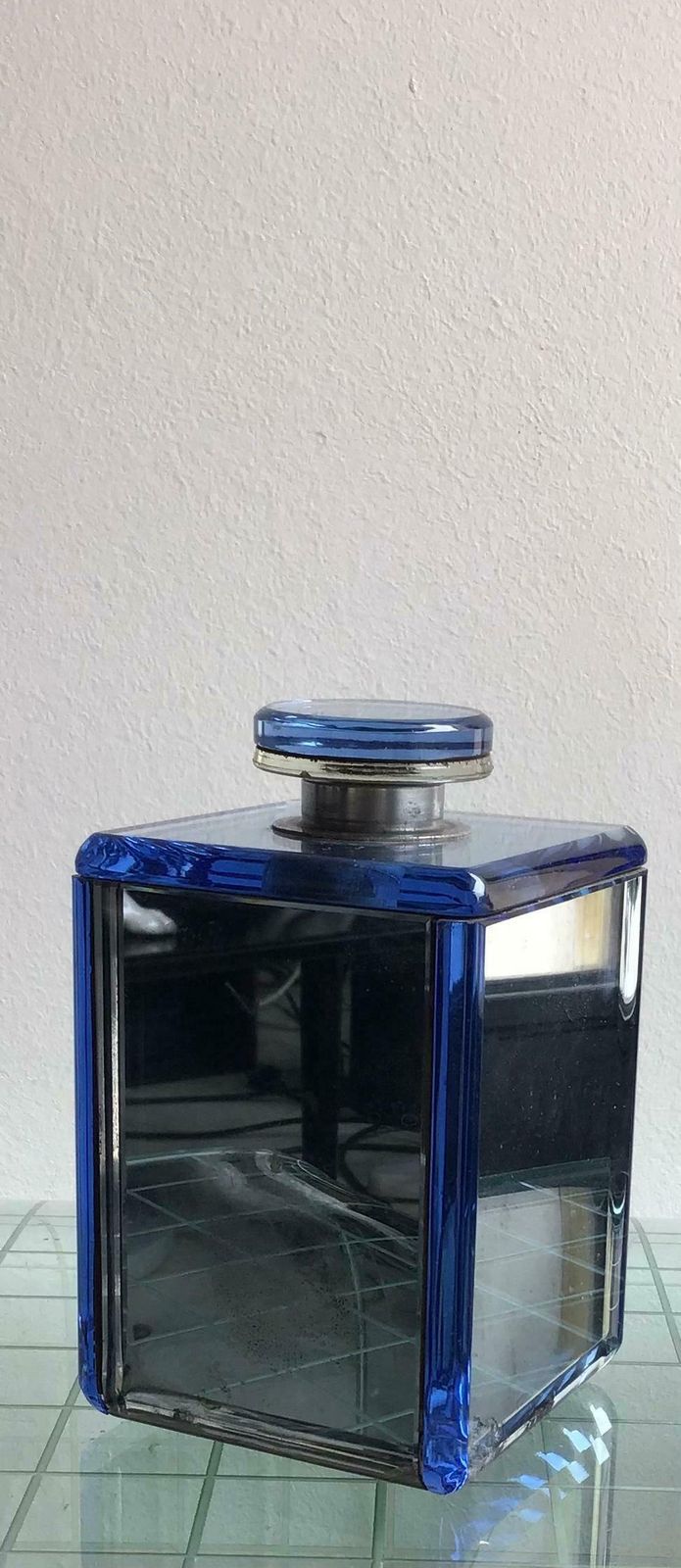 Fontana Arte Bottle Blu Glass Wood 1940 Italy photo 997.0