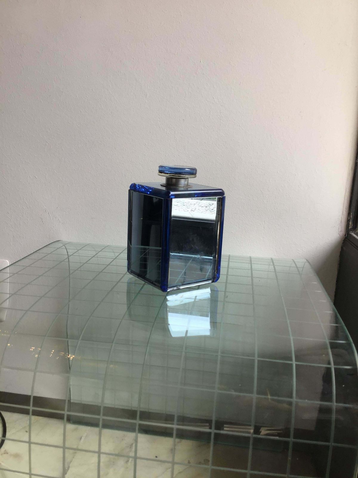 Home Decor Fontana Arte Bottle Blu Glass Wood 1940 Italy photo
