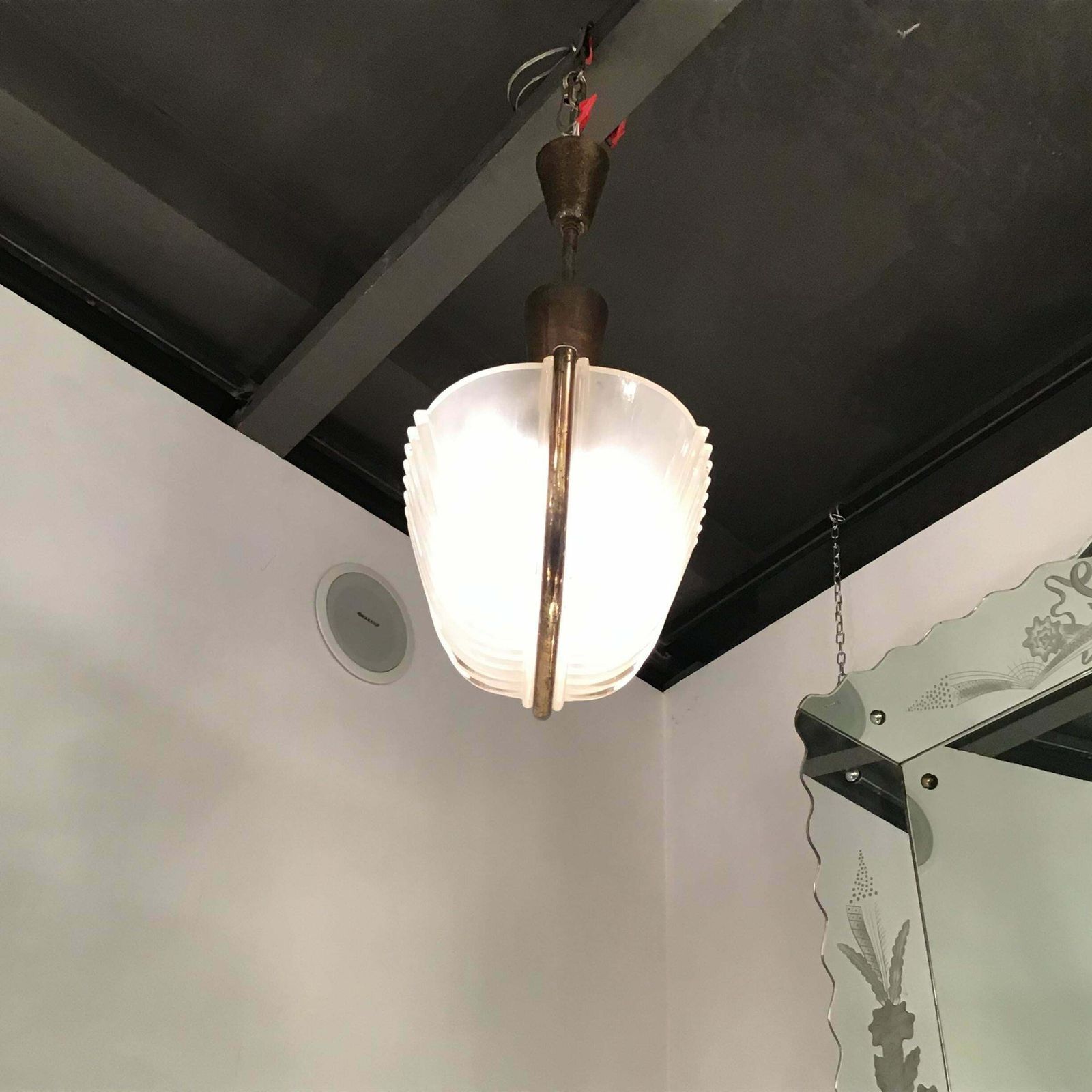 Seguso Chandelier Brass Glass 1930 Italy photo furniture