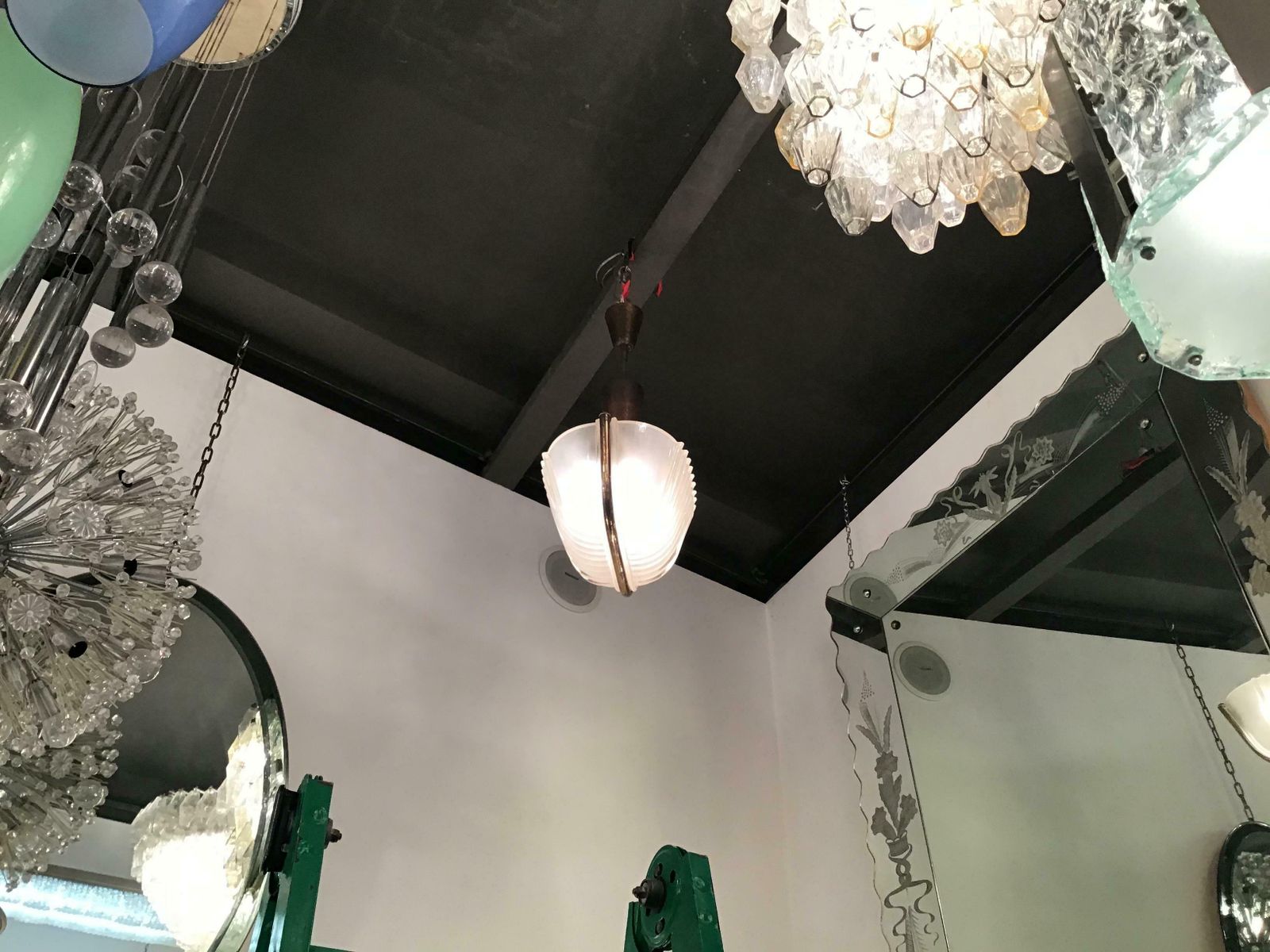 photo buy Seguso Chandelier Brass Glass 1930 Italy