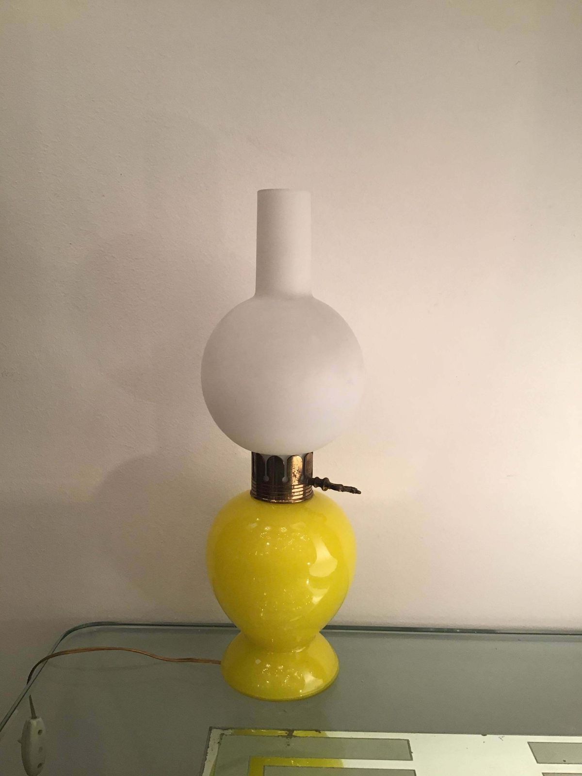 Seguso Table Lamp Brass Glass Opaline Glass 1955 Italy photo Lighting