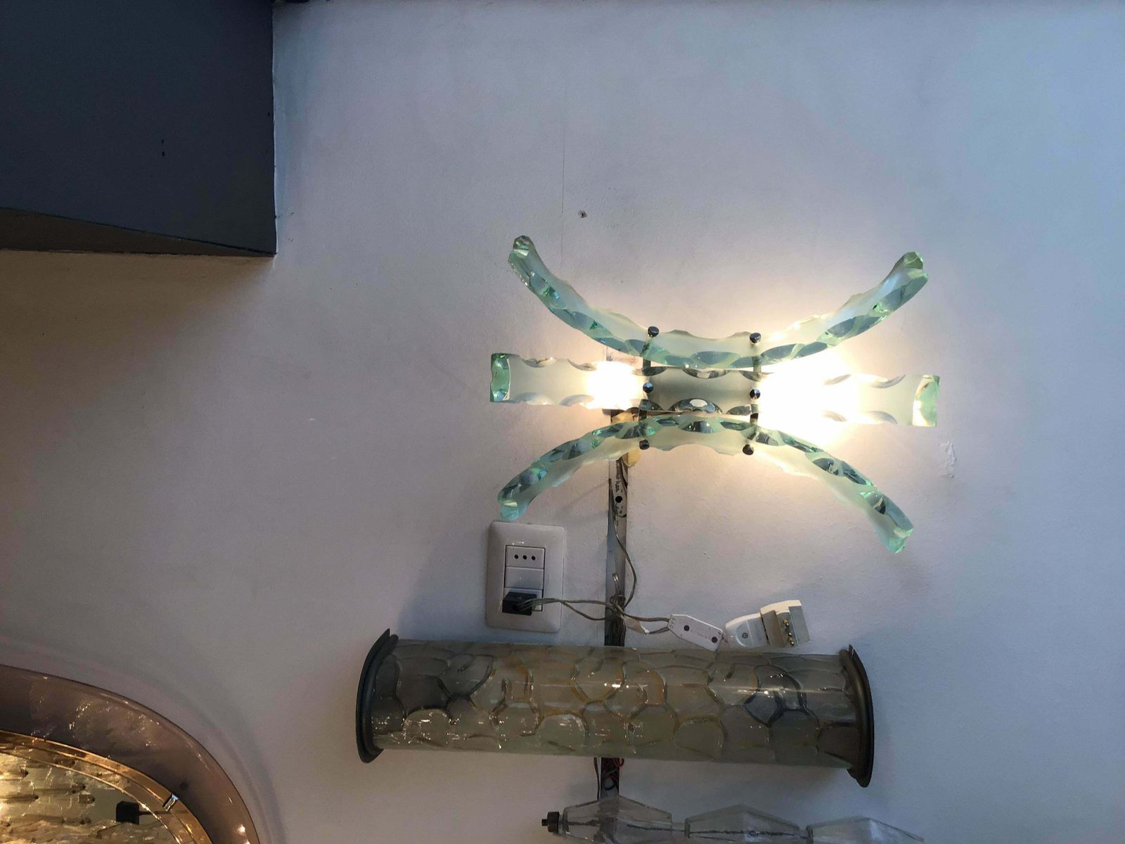 photo furniture Cristal Arte Appliqués Glass Metal Crome, 1950, Italy