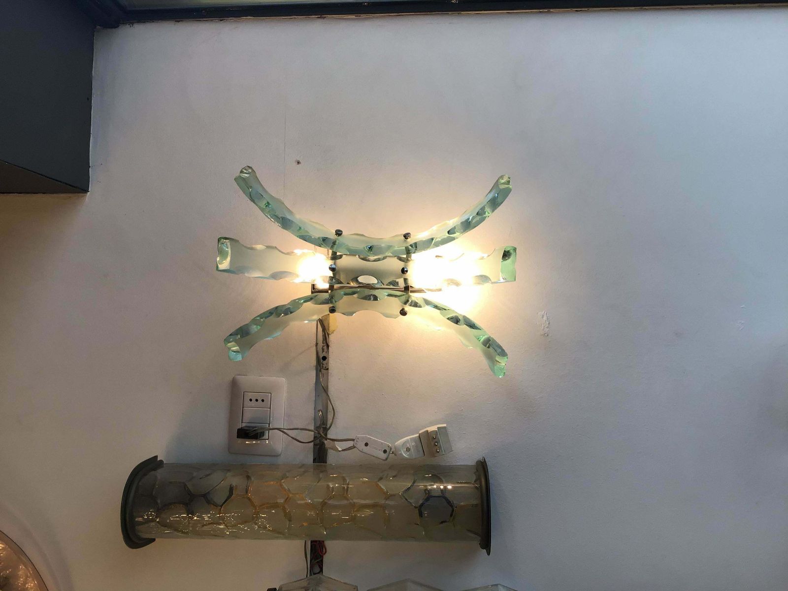Lighting Cristal Arte Appliqués Glass Metal Crome, 1950, Italy photo