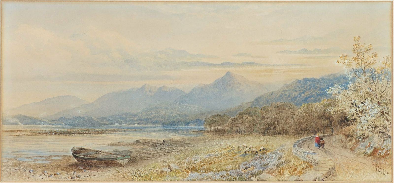 Lake View Of Snowdonia Watercolour By Cornelius Pearson 1868 photo furniture