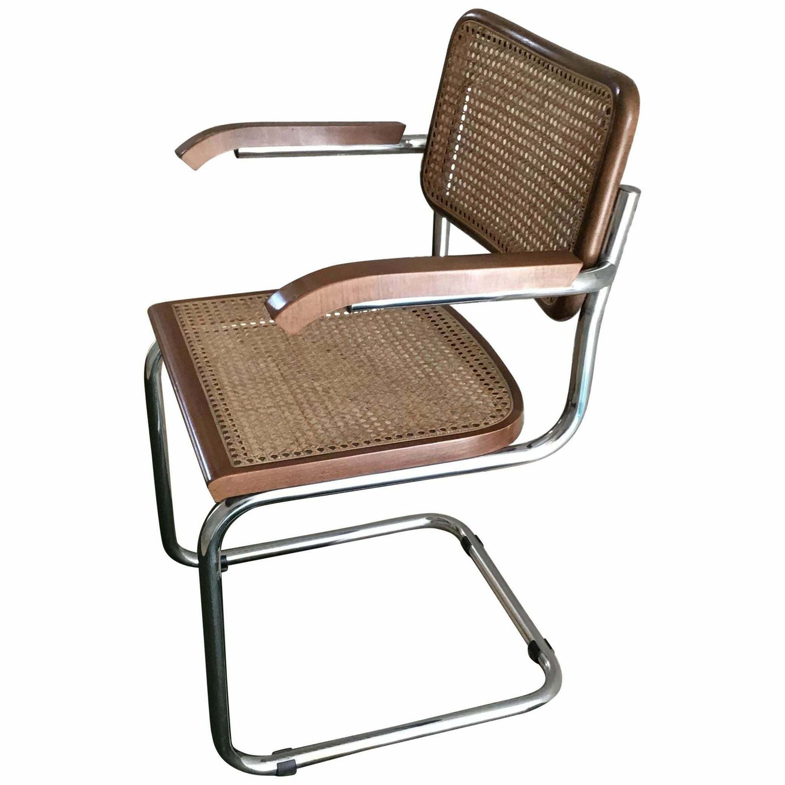 Marcel Breuer Cesca Chair For Gavina Wood Metal Crome, 1980, Italy