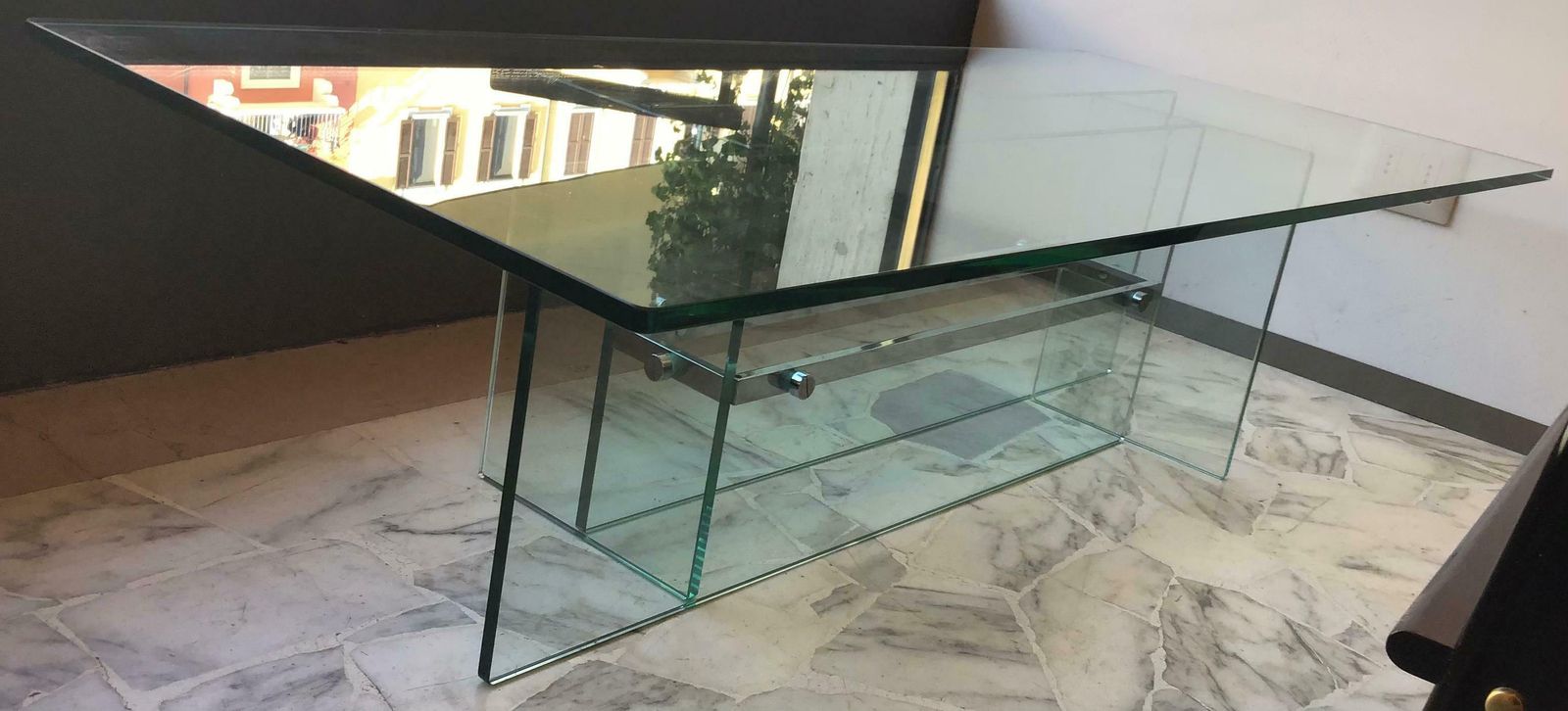 Fontana Arte Coffee Table Glass Metal Crome, 1970, Italy photo 4438.0