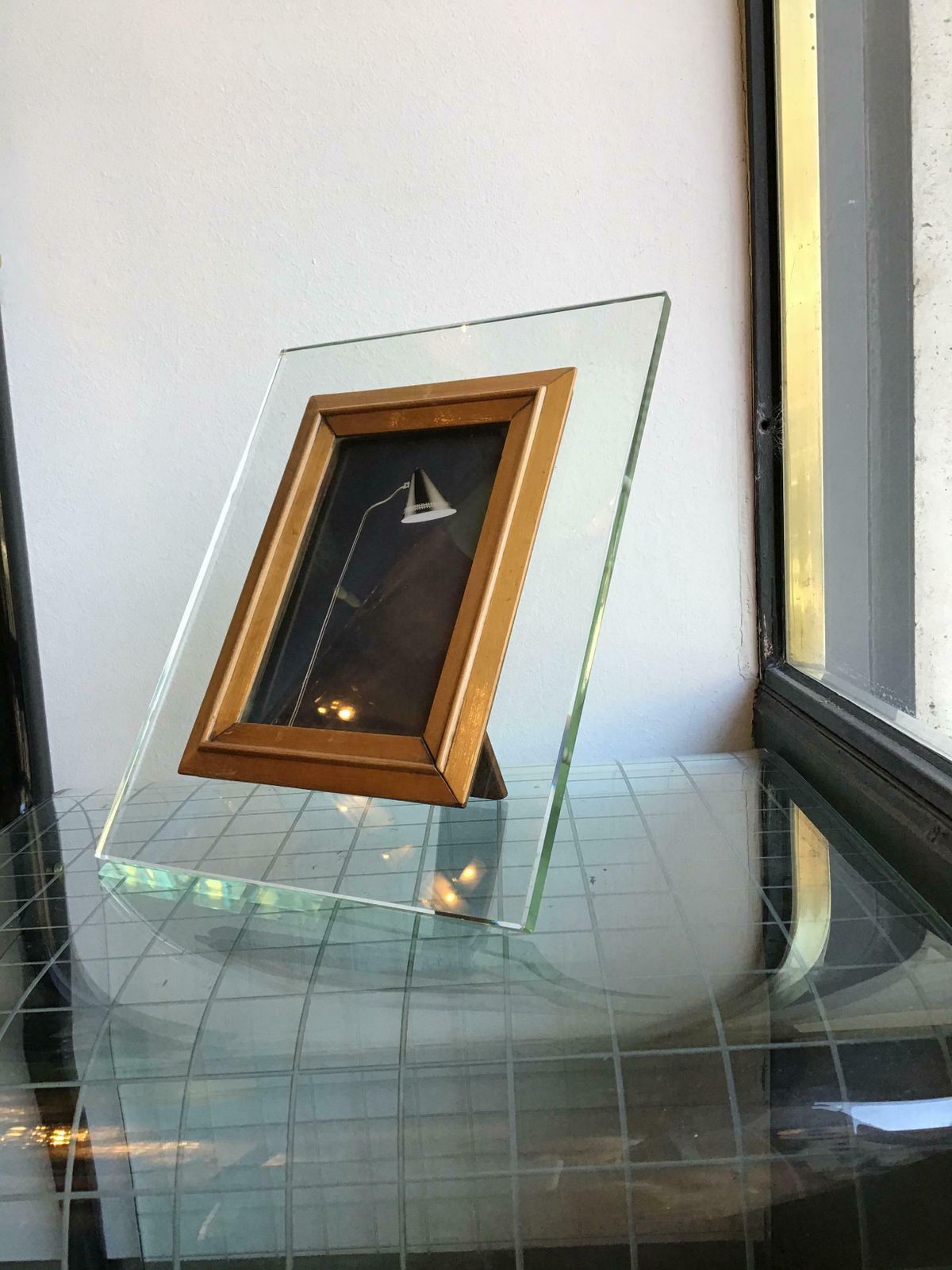 Fontana Arte Frame Glass Wood, 1950, Italy photo vintage