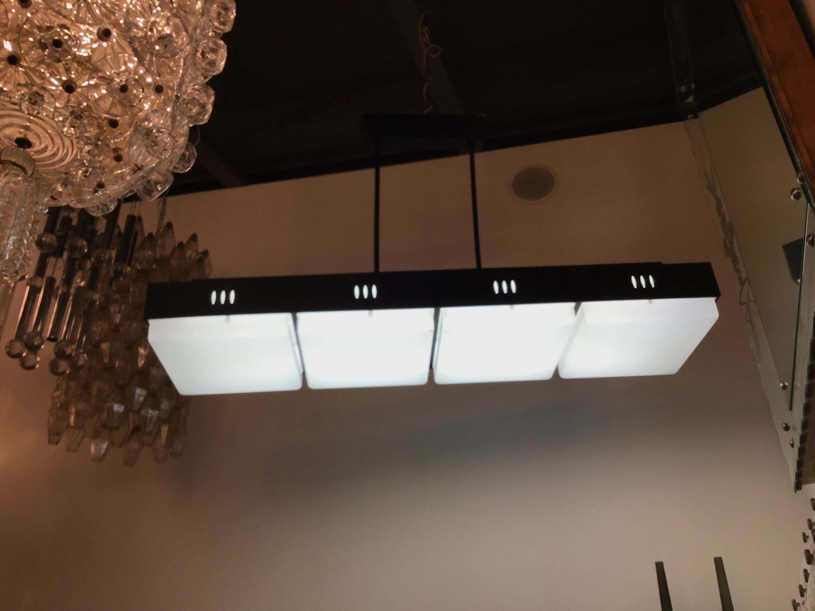 Stilnovo Chandelier Iron Metal Plexiglass, 1950, Italy photo vinterior