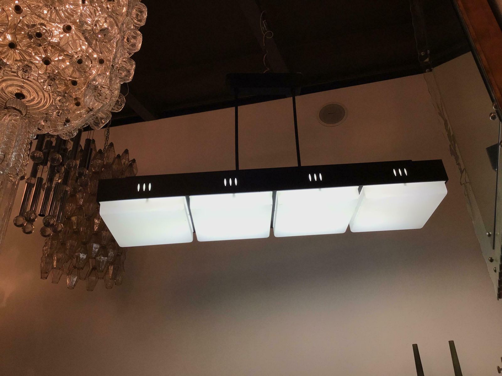 Stilnovo Chandelier Iron Metal Plexiglass, 1950, Italy photo buy