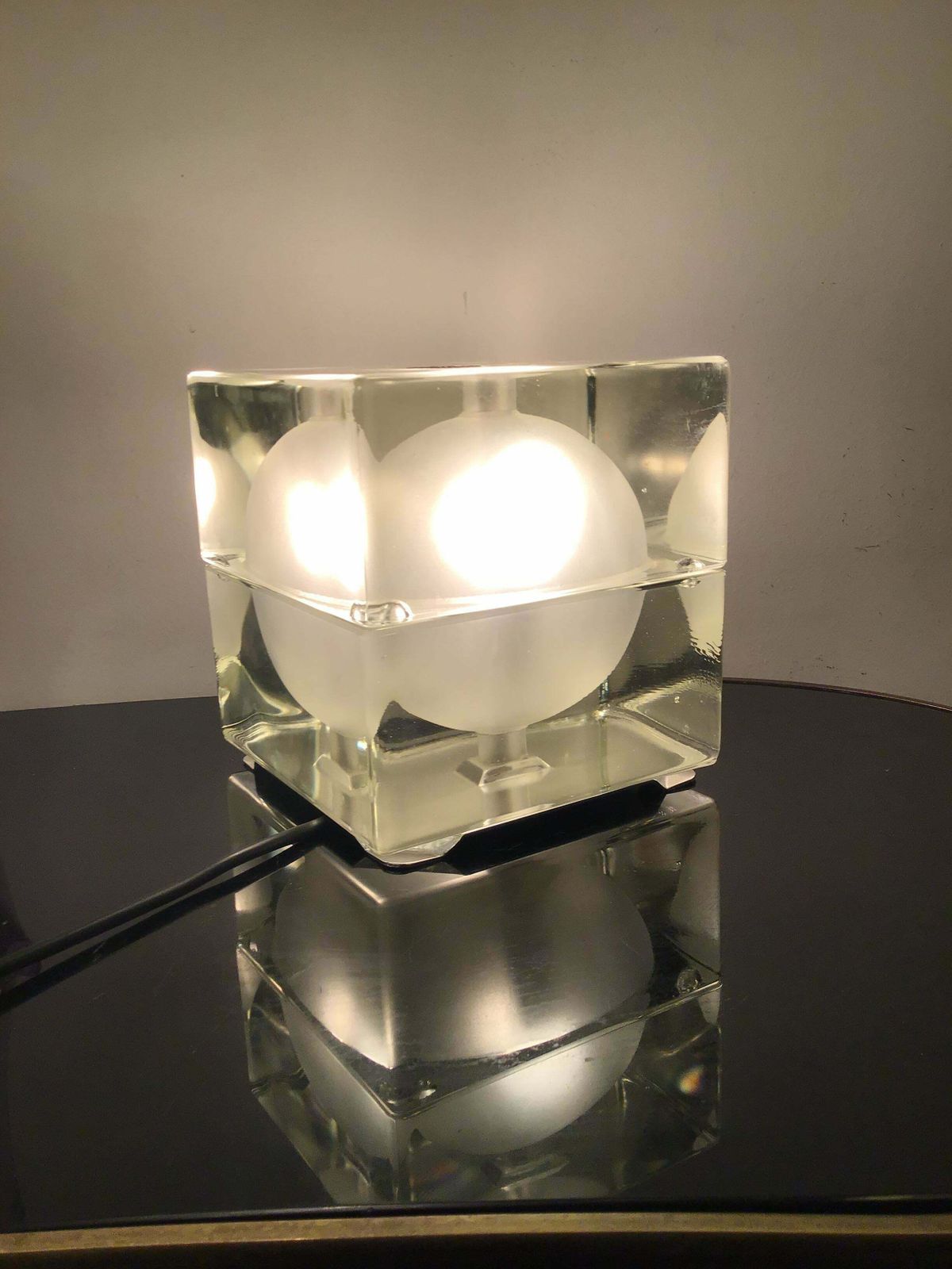 Alessandro Mendini “Cubosfera” Table Lamp Metal Crome Glass 1968 Italy photo buy