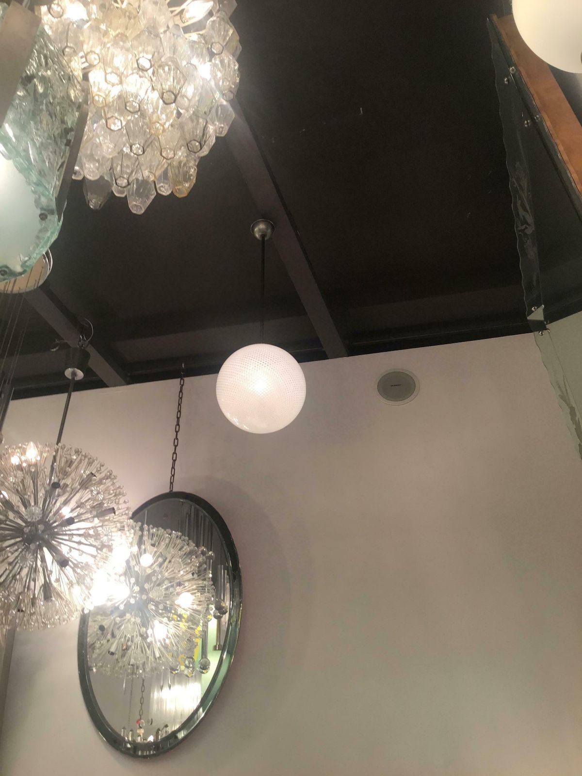 photo vinterior Venini Carlo Scarpa Chandelier Murano Glass Metal Crome 1930 Italy