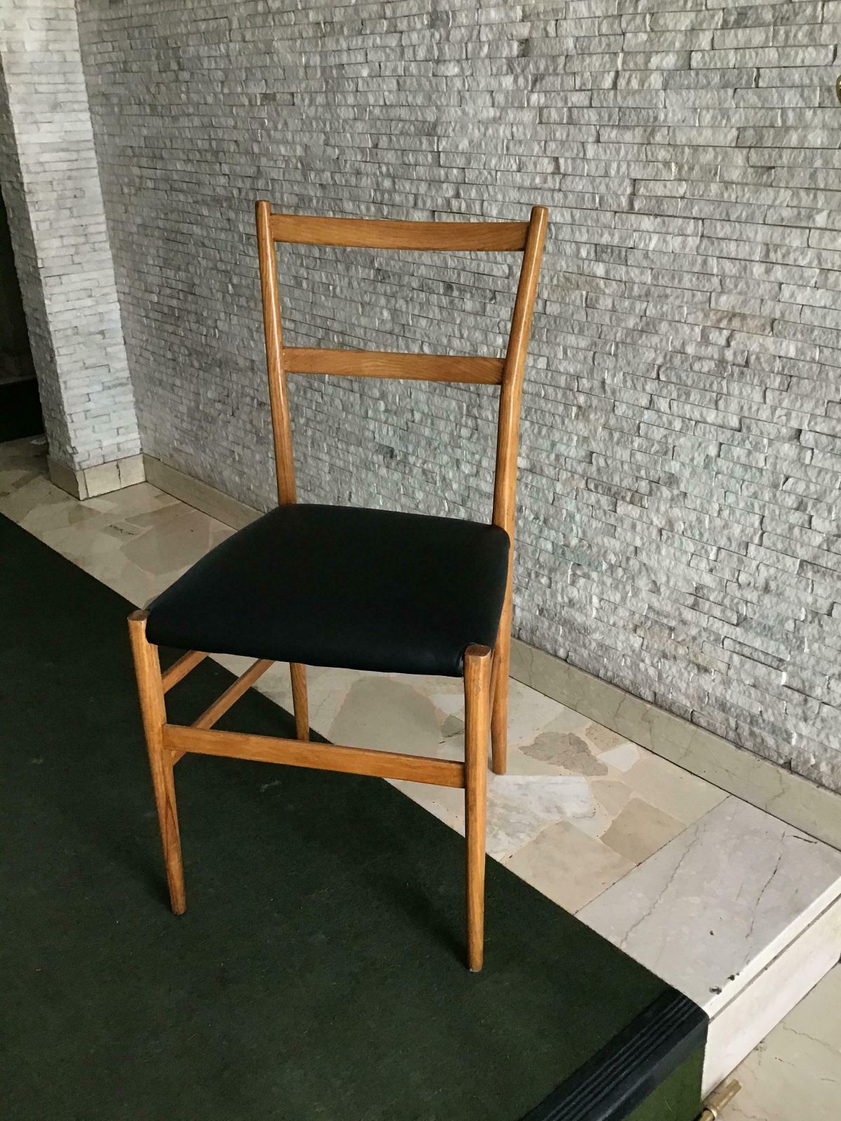 Gio Ponti Leggera Cassina 1950 Wood Ecological Leather Padding Italy photo for sale