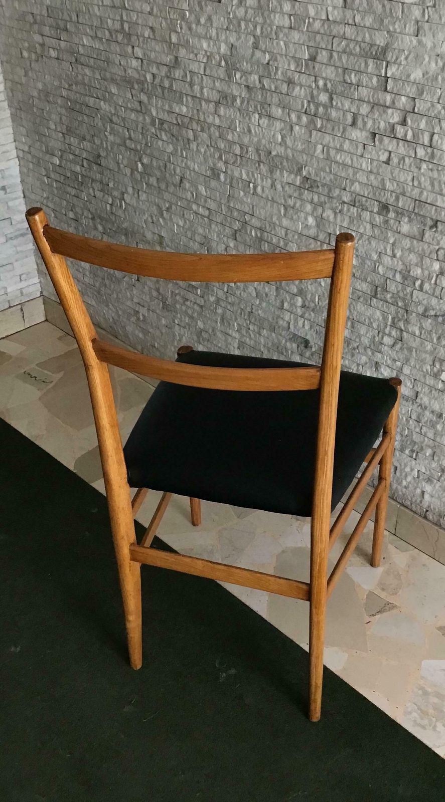 Gio Ponti Leggera Cassina 1950 Wood Ecological Leather Padding Italy photo vintage