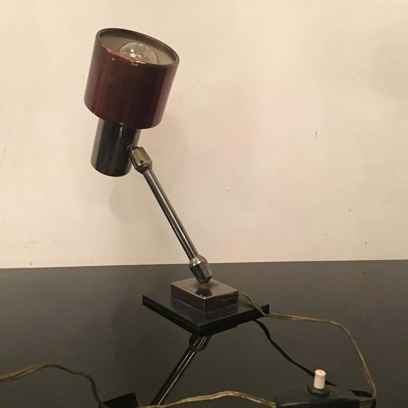 Stilnovo Table Lamp Adjustable Metal Crome Metal 1950 Italy photo buy