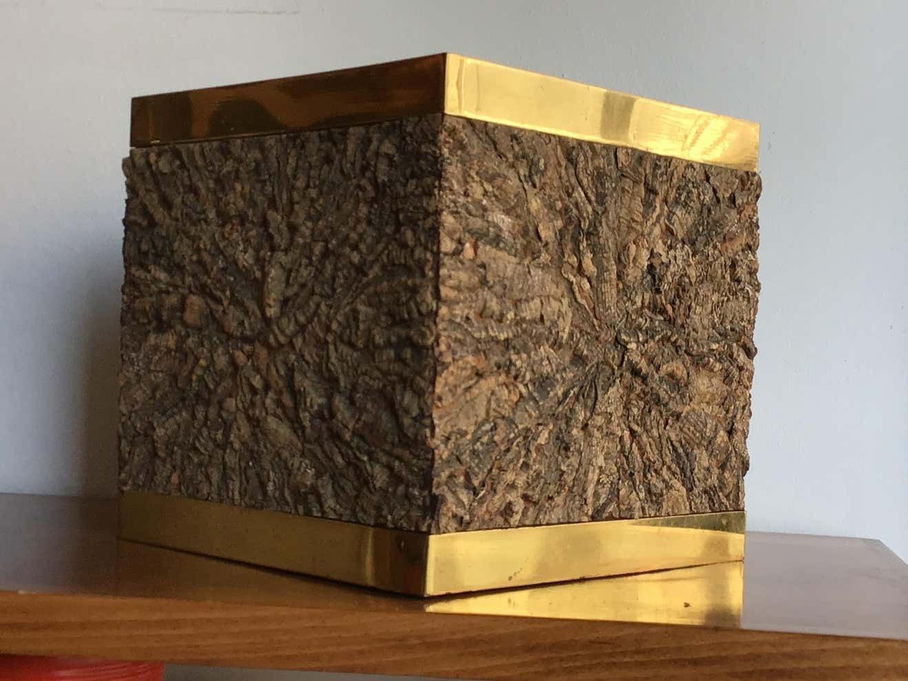 photo furniture Gabriella Crespi Brass Cork Vase Holder 1960 Italy