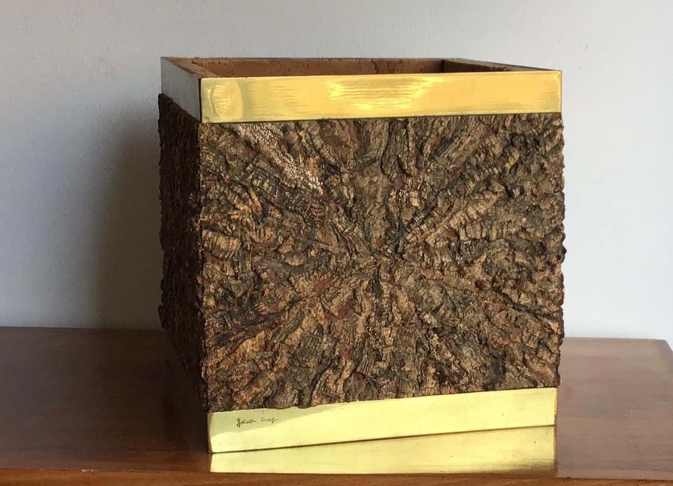 photo vinterior Gabriella Crespi Brass Cork Vase Holder 1960 Italy