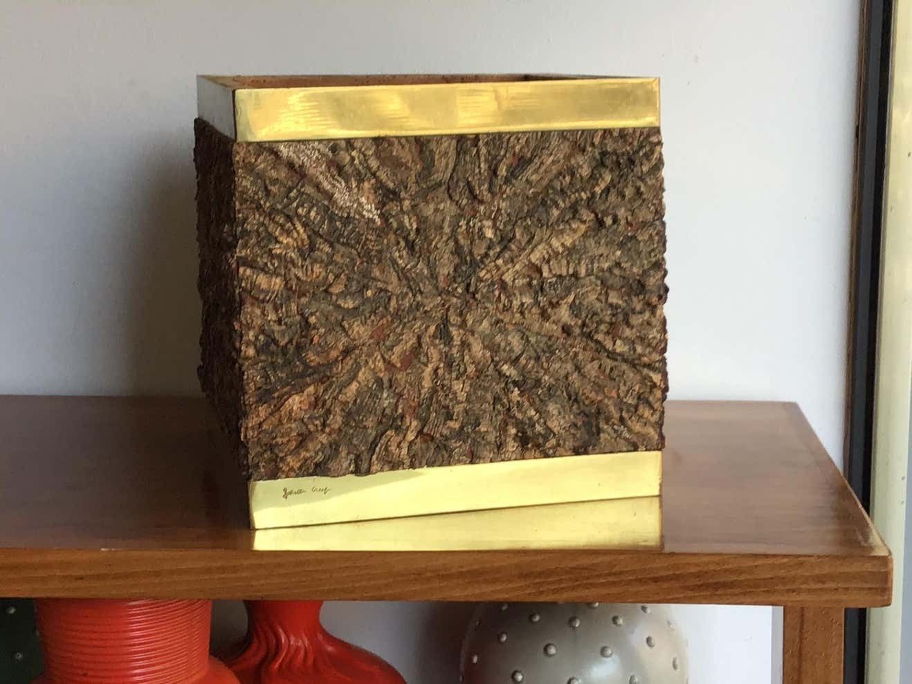 photo buy Gabriella Crespi Brass Cork Vase Holder 1960 Italy