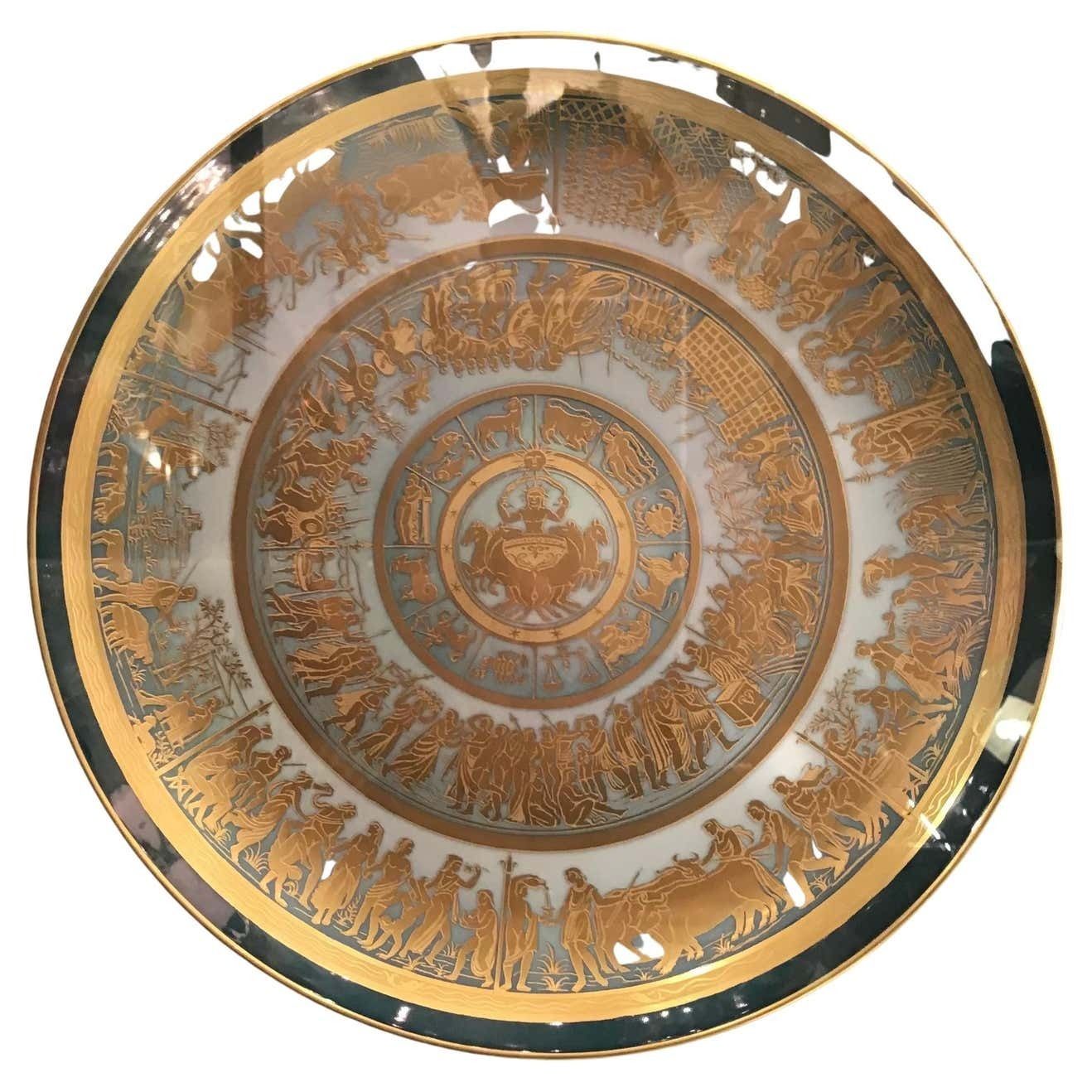 Morbelli Porcelain Wall Plates Worked With Pure Gold 1960 Italy