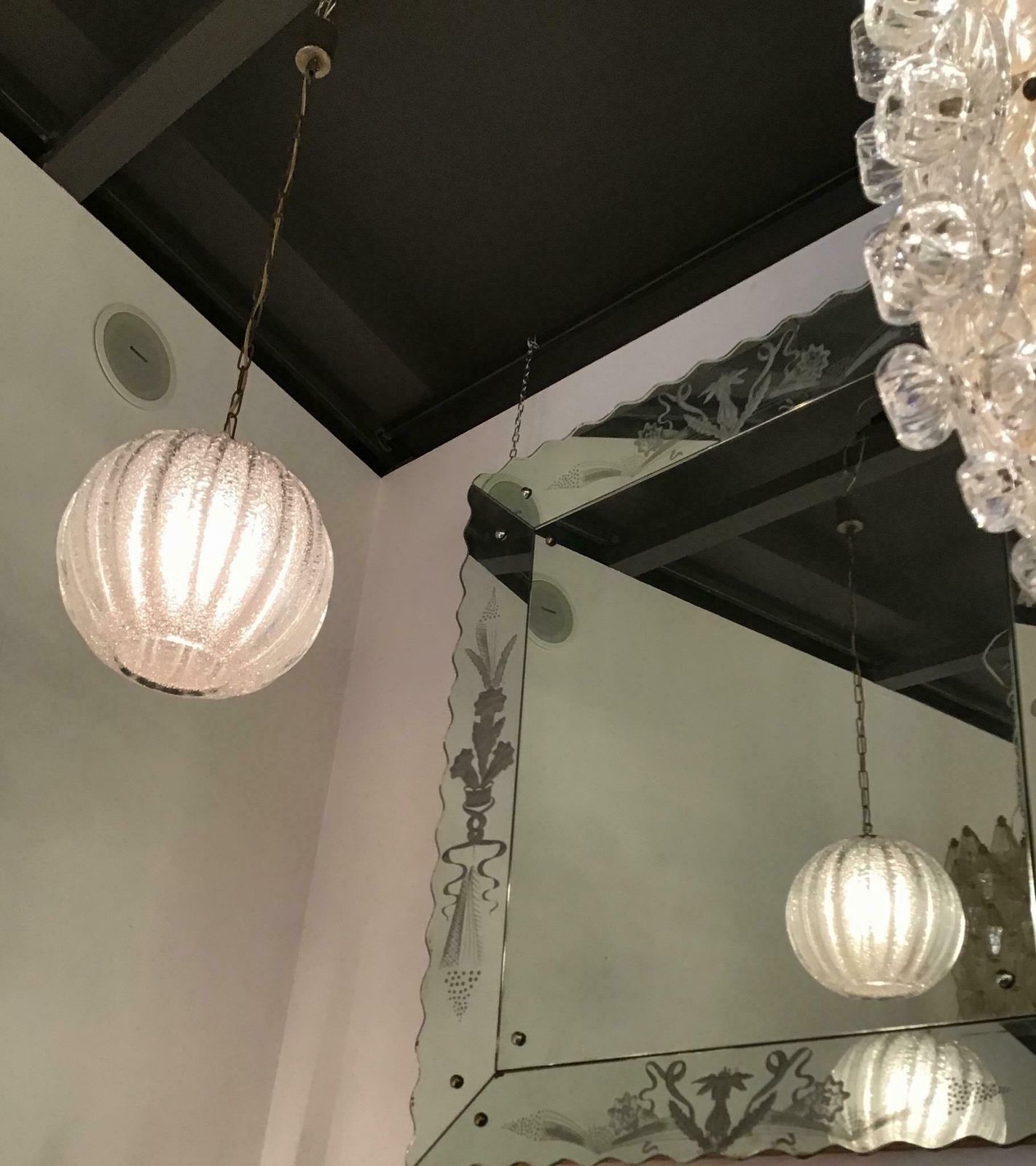 Seguso. N.14 Murano Glass Chandeliers ”Dew” 1940 Brass, Italy photo for sale