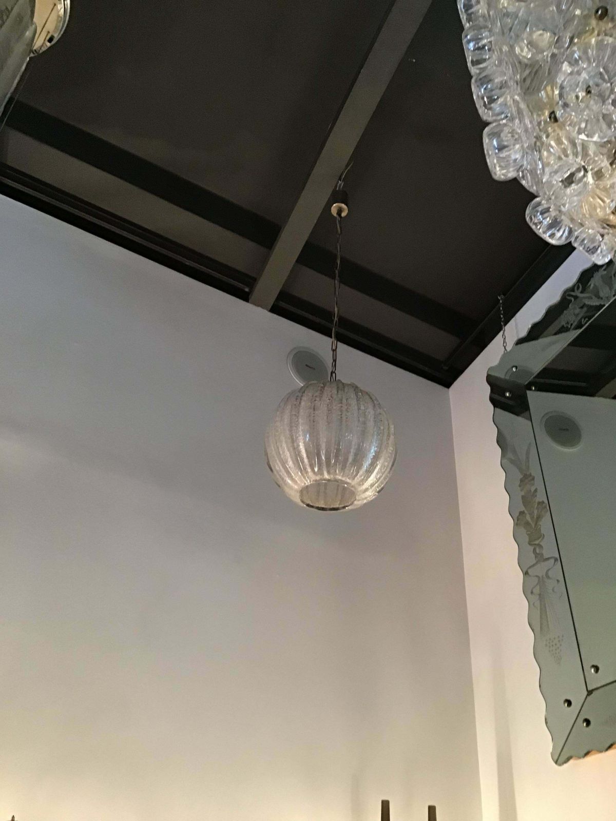 Seguso. N.14 Murano Glass Chandeliers ”Dew” 1940 Brass, Italy photo Lighting