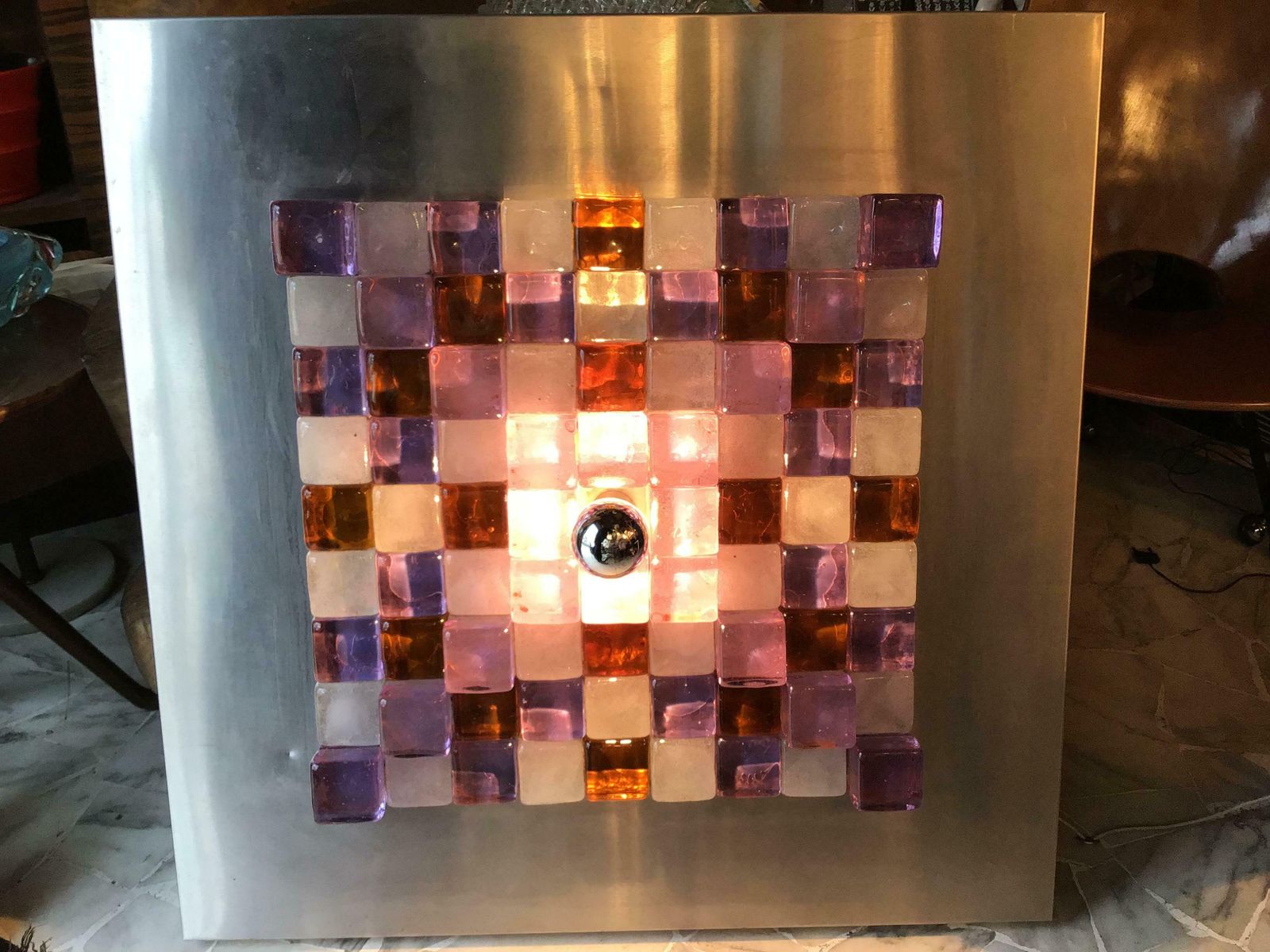 Poliarte By Albano Poli Sconce/Sculpture Metal Murano Glass, 1970, Italy photo buy