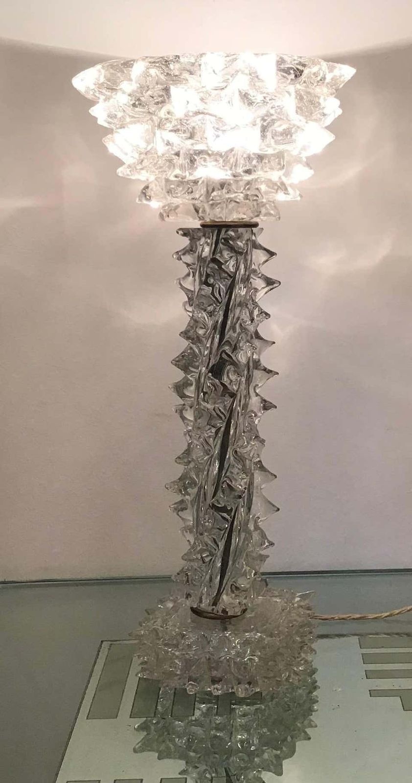 Barovier E Toso “Rostrato” Table Lamp Murano Glass Brass, 1940, Italy photo 3804.0