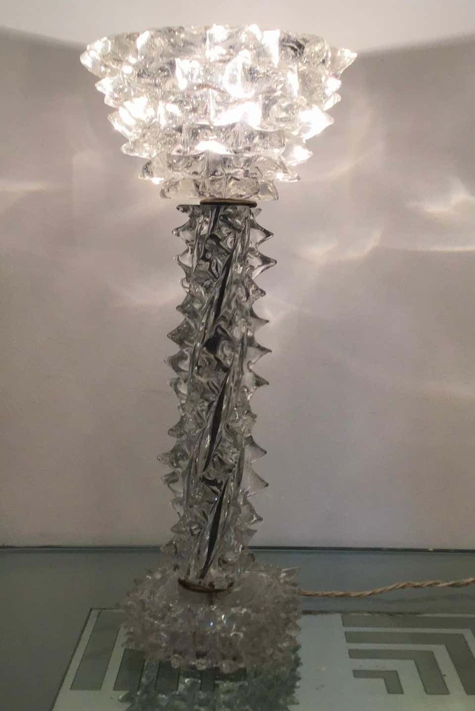 Barovier E Toso “Rostrato” Table Lamp Murano Glass Brass, 1940, Italy photo vintage