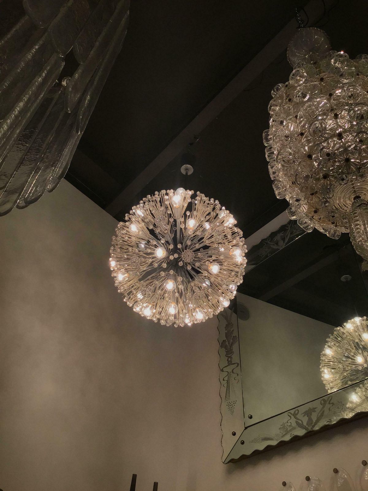 Emil Stejnar Chandelier Sputnik 1955 Metal Iron Plexiglass Austria 33 Lights photo 5434.0