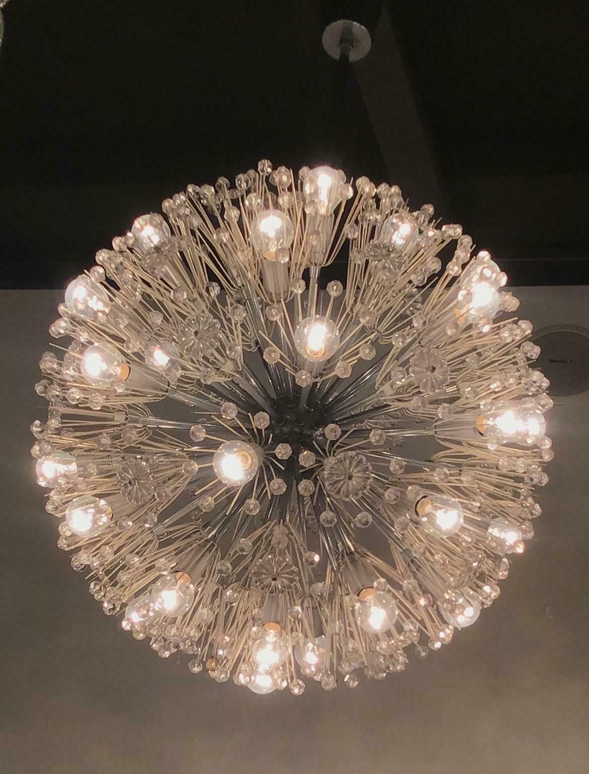photo furniture Emil Stejnar Chandelier Sputnik 1955 Metal Iron Plexiglass Austria 33 Lights