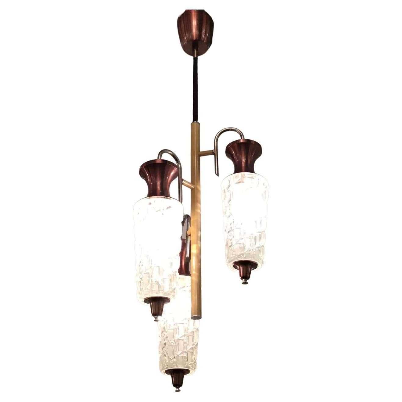Sciolari Chandelier Metal Crome Glass Metal 1955 Italy